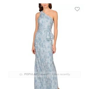 Aidan Mattox One-Shoulder Light Blue Lace Dress